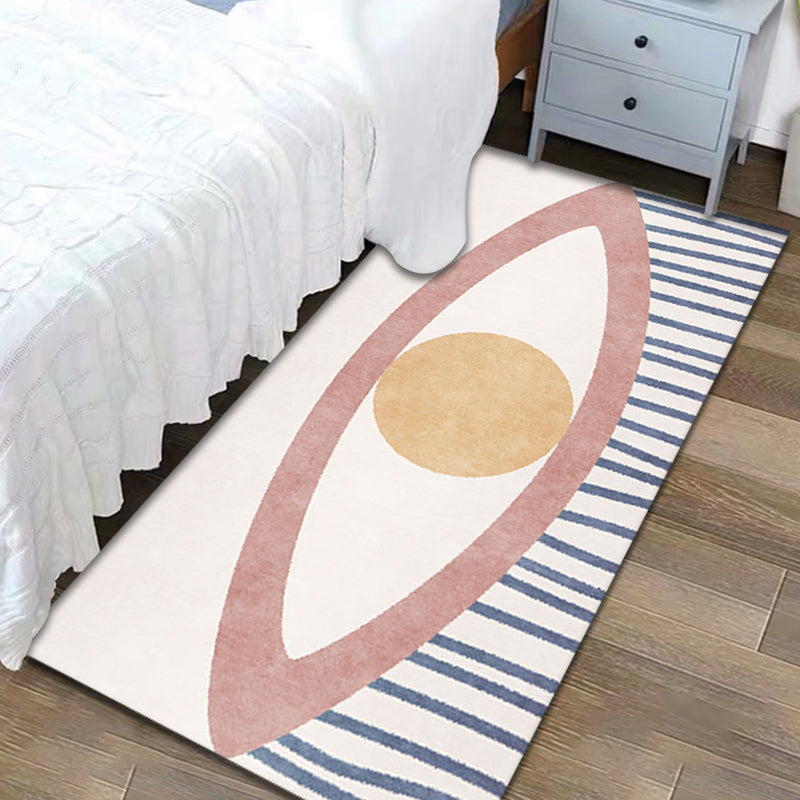 Sikunuo | Novelty Eye Pattern Rug Pink Polyester Rug Non-Slip Back Washable Pet-Friendly Rug for Home