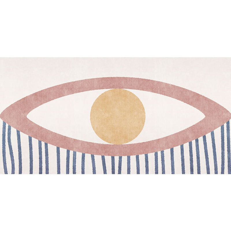 Sikunuo | Novelty Eye Pattern Rug Pink Polyester Rug Non-Slip Back Washable Pet-Friendly Rug for Home