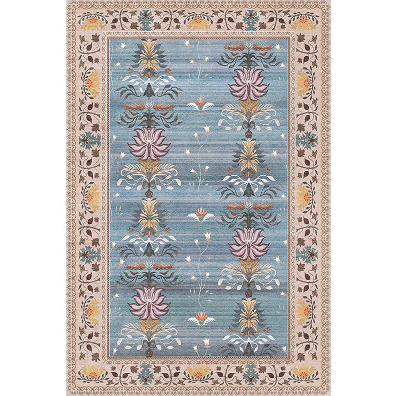 Sikunuo | Pink Shabby Chic Carpet Polyester Tribal Floral Pattern Carpet Pet-Friendly Washable Non-Slip Back Carpet for Decoration