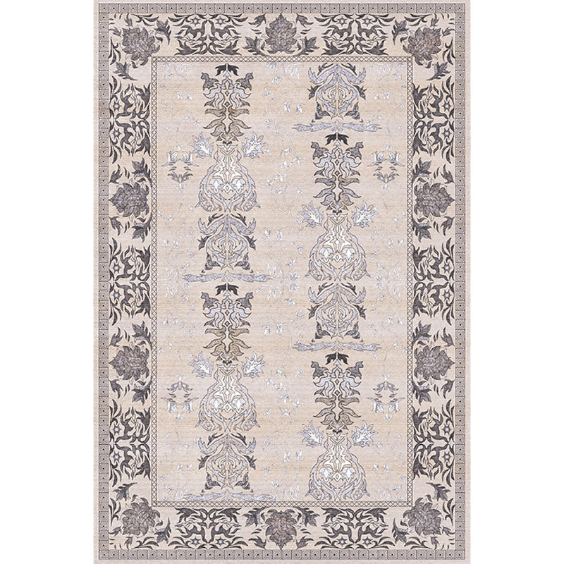Sikunuo | Pink Shabby Chic Carpet Polyester Tribal Floral Pattern Carpet Pet-Friendly Washable Non-Slip Back Carpet for Decoration