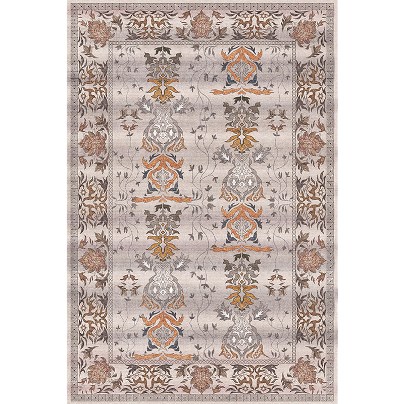 Sikunuo | Pink Shabby Chic Carpet Polyester Tribal Floral Pattern Carpet Pet-Friendly Washable Non-Slip Back Carpet for Decoration