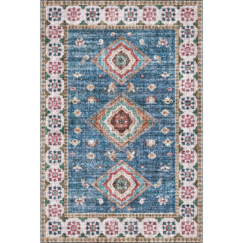 Sikunuo | Pink Shabby Chic Carpet Polyester Tribal Floral Pattern Carpet Pet-Friendly Washable Non-Slip Back Carpet for Decoration