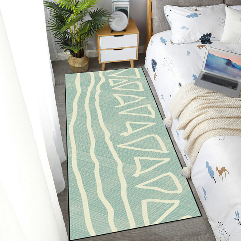 Sikunuo | Unique Heart Pattern Rug Black and Green Moroccan Rug Polyester Pet-Friendly Non-Slip Back Washable Rug for the Living Room