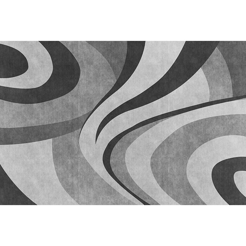 Sikunuo | Stylish Modernism Carpet Gray and Red Swirl Striped Pattern Carpet Animal-Friendly Non-Slip Washable Area Carpet for Decoration