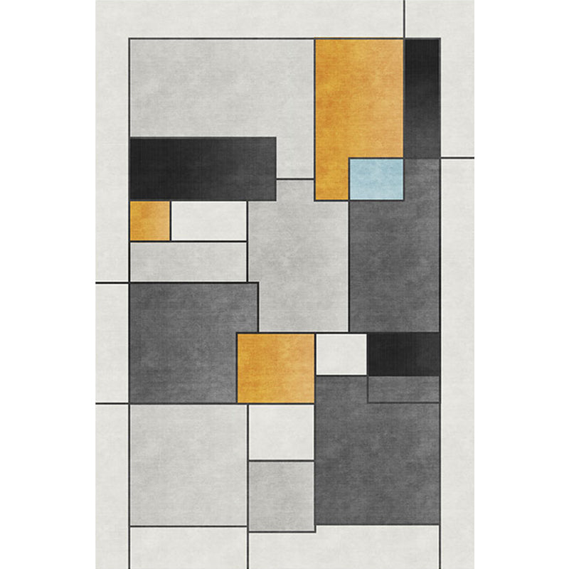 Sikunuo | Stylish gray novelty rug polyester geometric pattern rug washable pet-friendly non-slip rug for the living room