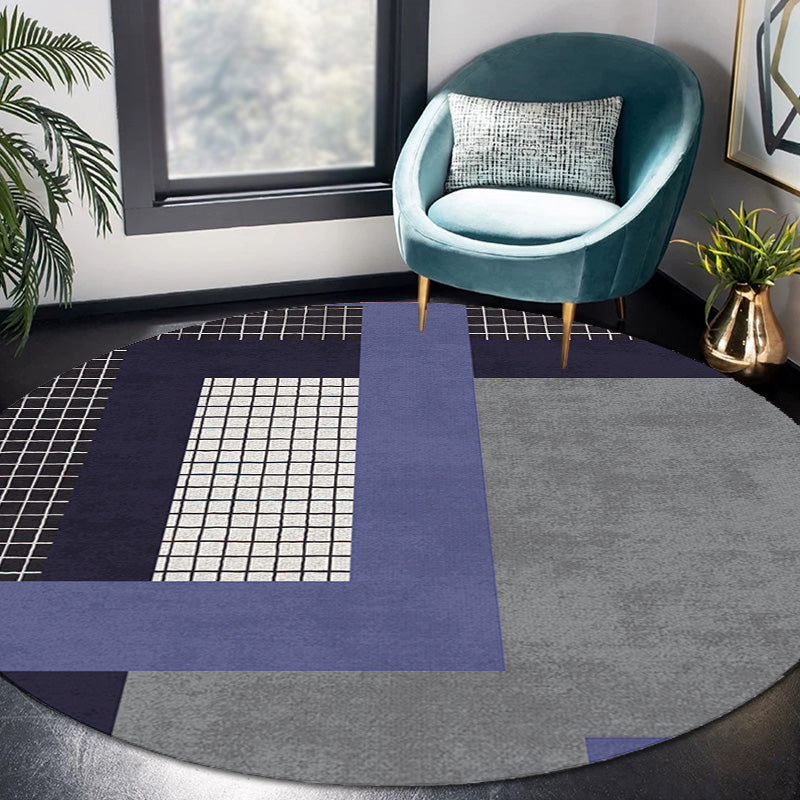Sikunuo | Colorful checkered rug Polyester Modern rug Washable Non-slip Pet-friendly area rug for the living room