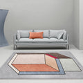 Sikunuo | Funky Nordic Rug Gray and Blue 3D Geometric Pattern Rug Pet-Friendly Non-Slip Washable Area Rug for Decoration
