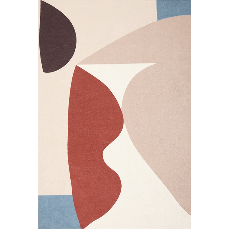 Sikunuo | Unique Multicolor Modernist Carpet Polyester Color Block Carpet Washable Pet Friendly Non-Slip Rug for Living Room