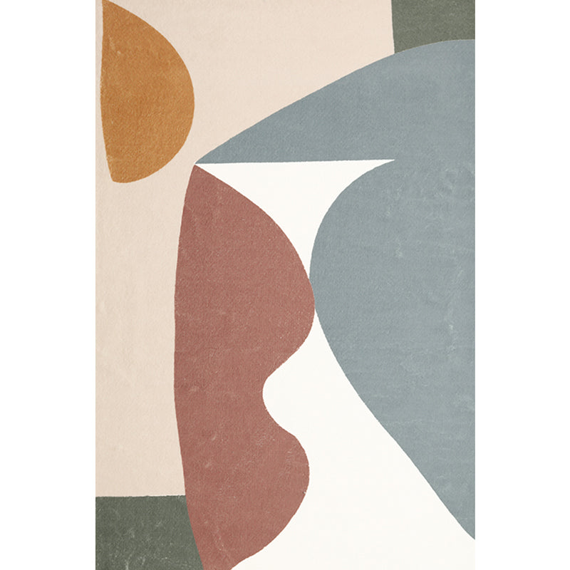 Sikunuo | Unique Multicolor Modernist Carpet Polyester Color Block Carpet Washable Pet Friendly Non-Slip Rug for Living Room