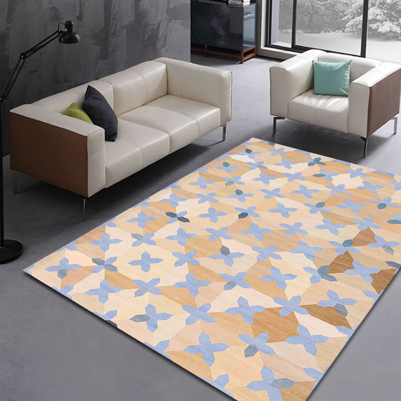 Sikunuo | Simple Multicolor Modernist Carpet Polyester Geometric and Checkered Pattern Carpet Washable Pet-Friendly Non-Slip Carpet for the Living Room