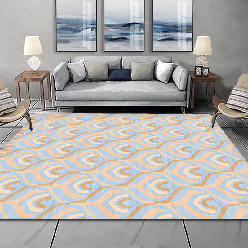 Sikunuo | Simple Multicolor Modernist Carpet Polyester Geometric and Checkered Pattern Carpet Washable Pet-Friendly Non-Slip Carpet for the Living Room