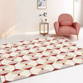 Sikunuo | Novelty Geometric Pattern Rug Red Polyester Rug Non-Slip Back Washable Pet-Friendly Rug for Home