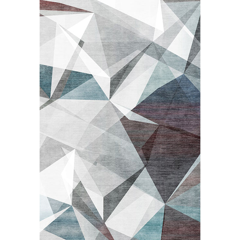 Sikunuo | Gray geometric pattern rug polyester modern rug washable non-slip pet-friendly rug for the living room