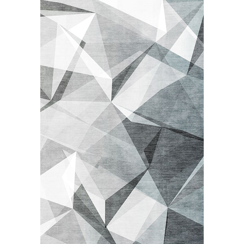 Sikunuo | Gray geometric pattern rug polyester modern rug washable non-slip pet-friendly rug for the living room