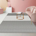 Sikunuo | Modernist striped pattern carpet light gray and pink polyester rug non-slip back washable pet-friendly rug for home