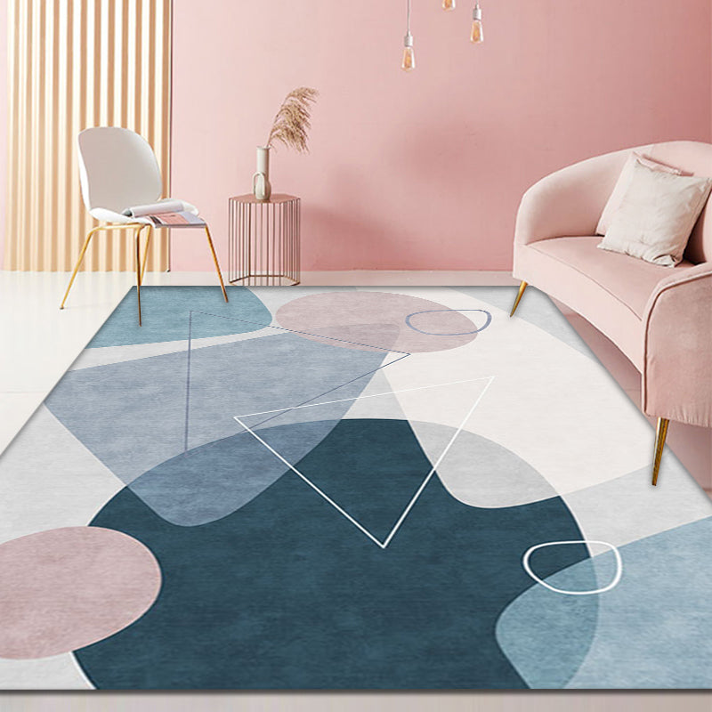 Sikunuo | Green and Gray Color Block Carpet Polyester Modern Carpet Washable Non-Slip Pet-Friendly Area Rug for the Living Room