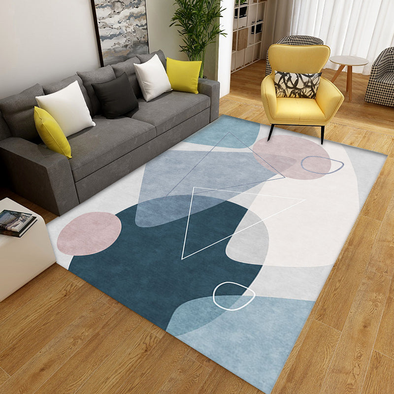 Sikunuo | Green and Gray Color Block Carpet Polyester Modern Carpet Washable Non-Slip Pet-Friendly Area Rug for the Living Room