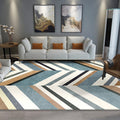 Sikunuo | Casual Modernism Rug Green and Brown Striped Pattern Rug Pet Friendly Non-Slip Washable Rug for Decoration
