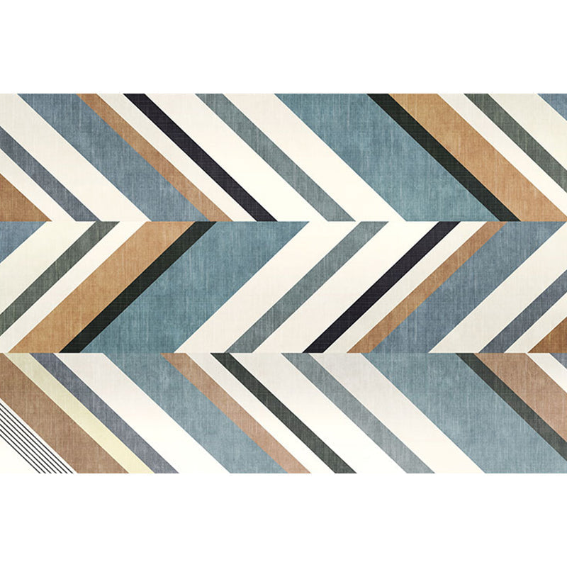Sikunuo | Casual Modernism Rug Green and Brown Striped Pattern Rug Pet Friendly Non-Slip Washable Rug for Decoration