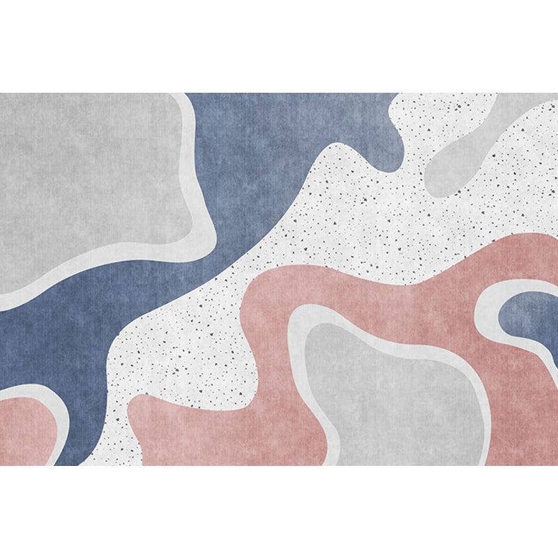 Sikunuo | Pink and Blue Color Block Rug Polyester Modern Rug Washable Non-Slip Pet-Friendly Area Rug for the Living Room