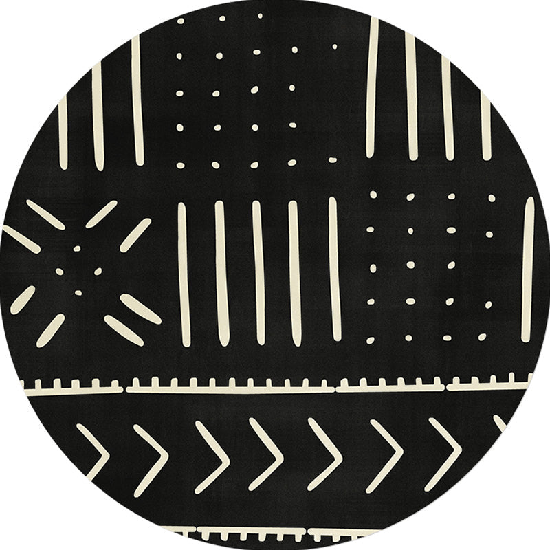 Sikunuo | Modernist geometric pattern rug with stripes black and yellow polyester rug non-slip backing washable pet-friendly rug for the bedroom