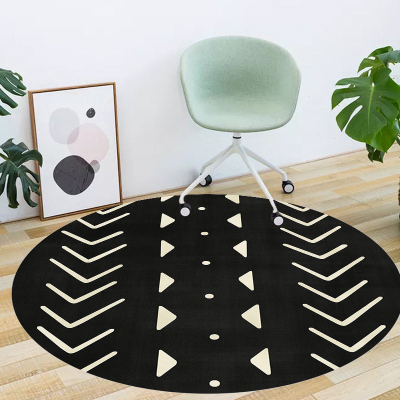 Sikunuo | Modernist geometric pattern rug with stripes black and yellow polyester rug non-slip backing washable pet-friendly rug for the bedroom