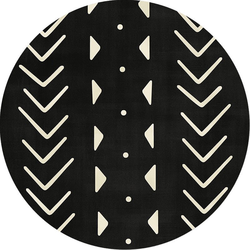 Sikunuo | Modernist geometric pattern rug with stripes black and yellow polyester rug non-slip backing washable pet-friendly rug for the bedroom