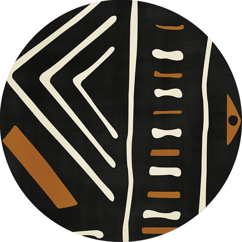 Sikunuo | Modernist geometric pattern rug with stripes black and yellow polyester rug non-slip backing washable pet-friendly rug for the bedroom
