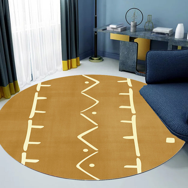 Sikunuo | Modernist geometric pattern rug with stripes black and yellow polyester rug non-slip backing washable pet-friendly rug for the bedroom