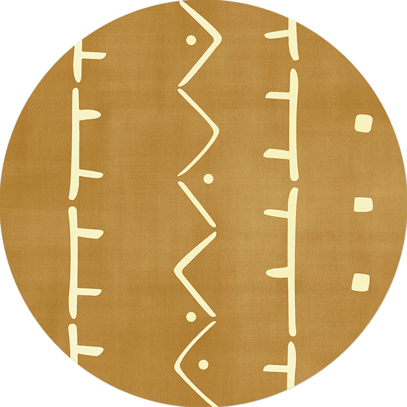 Sikunuo | Modernist geometric pattern rug with stripes black and yellow polyester rug non-slip backing washable pet-friendly rug for the bedroom