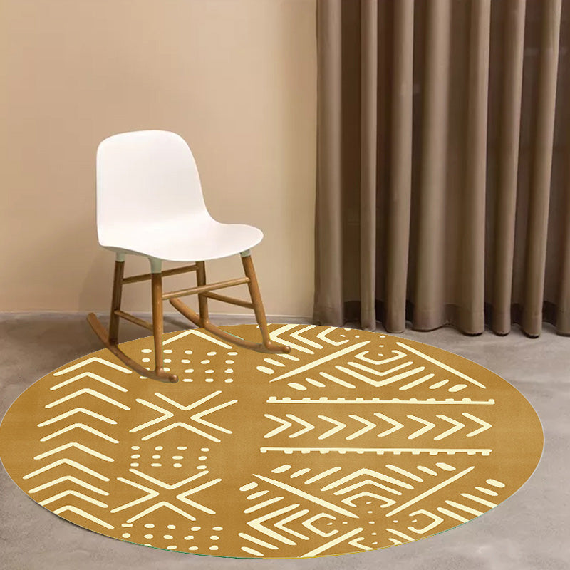 Sikunuo | Modernist geometric pattern rug with stripes black and yellow polyester rug non-slip backing washable pet-friendly rug for the bedroom