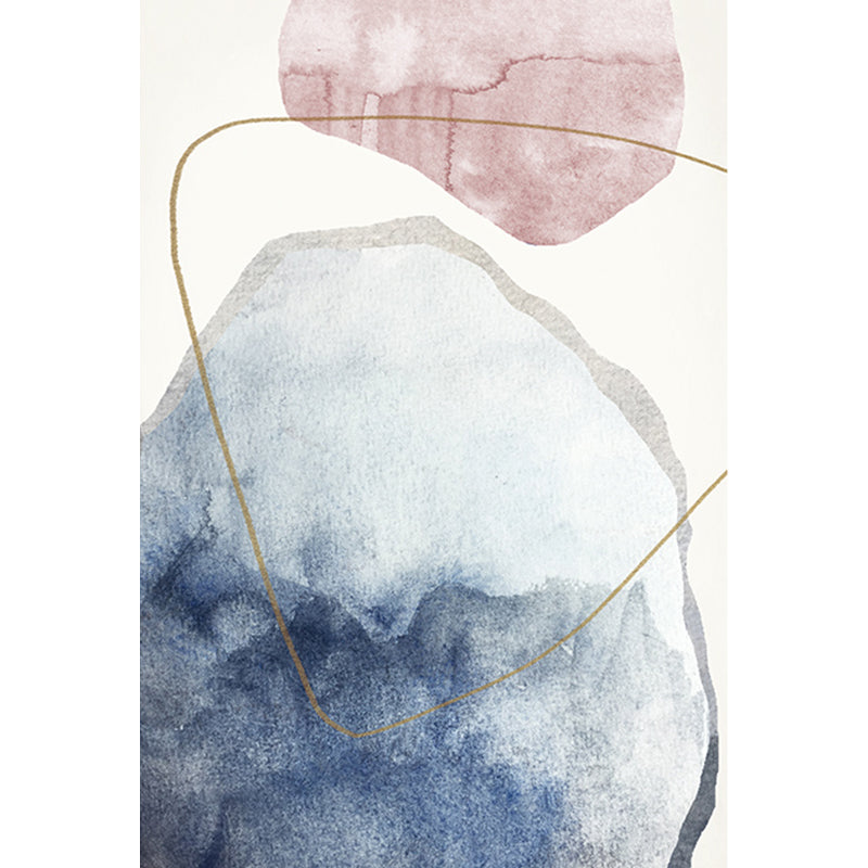 Sikunuo | Unique blue modernist carpet Polyester color block rug washable pet-friendly non-slip rug for the living room
