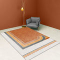 Sikunuo | Novelty Geometric Pattern Rug with Checkered Pattern Orange Polyester Rug Non-Slip Back Washable Pet-Friendly Rug for Home