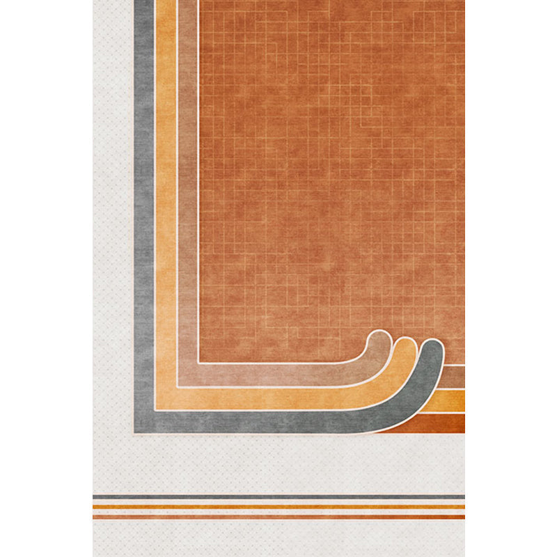 Sikunuo | Novelty Geometric Pattern Rug with Checkered Pattern Orange Polyester Rug Non-Slip Back Washable Pet-Friendly Rug for Home