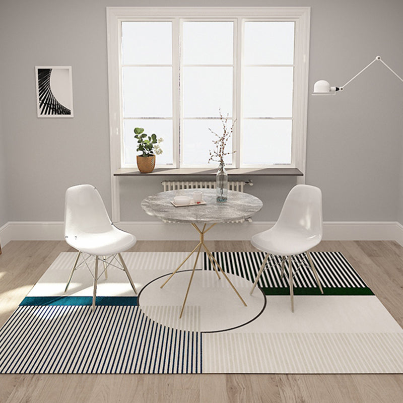 Sikunuo | Funky Modernism Rug Green and Gray Geometric and Checkered Pattern Rug Pet Friendly Non-Slip Washable Area Rug for Decoration