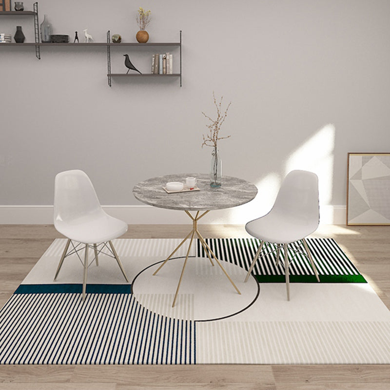 Sikunuo | Funky Modernism Rug Green and Gray Geometric and Checkered Pattern Rug Pet Friendly Non-Slip Washable Area Rug for Decoration