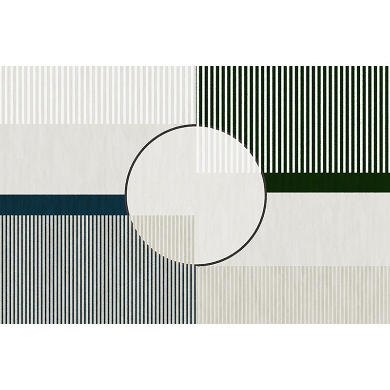 Sikunuo | Funky Modernism Rug Green and Gray Geometric and Checkered Pattern Rug Pet Friendly Non-Slip Washable Area Rug for Decoration