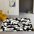 Sikunuo | Stylish Nordic Rug Black and White Abstract Rug Pet-Friendly Non-Slip Washable Rug for Decoration