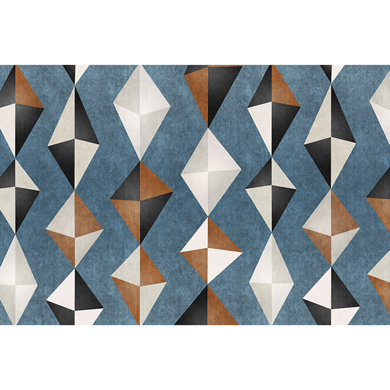 Sikunuo | Novelty Geometric Pattern Carpet Blue Polyester Carpet Anti-Slip Back Washable Pet Friendly Area Rug for Home