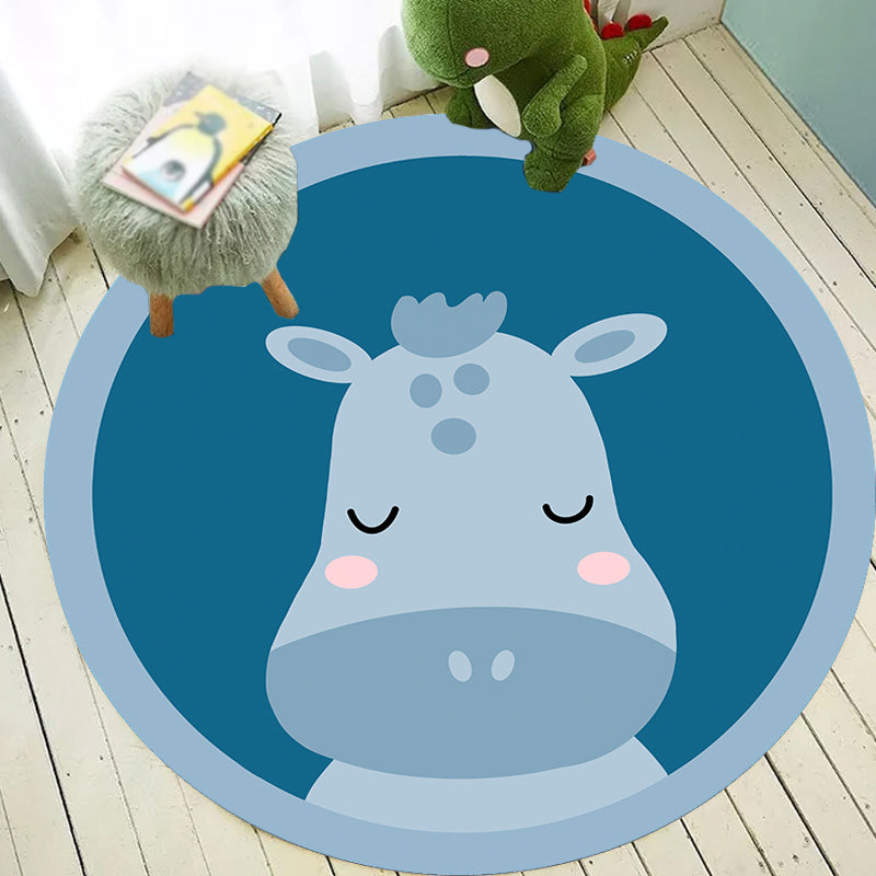 Sikunuo | Kids Animal pattern Carpet Multicolor Polyester Carpet Non-Slip Back Washable Pet-Friendly Carpet for Bedroom