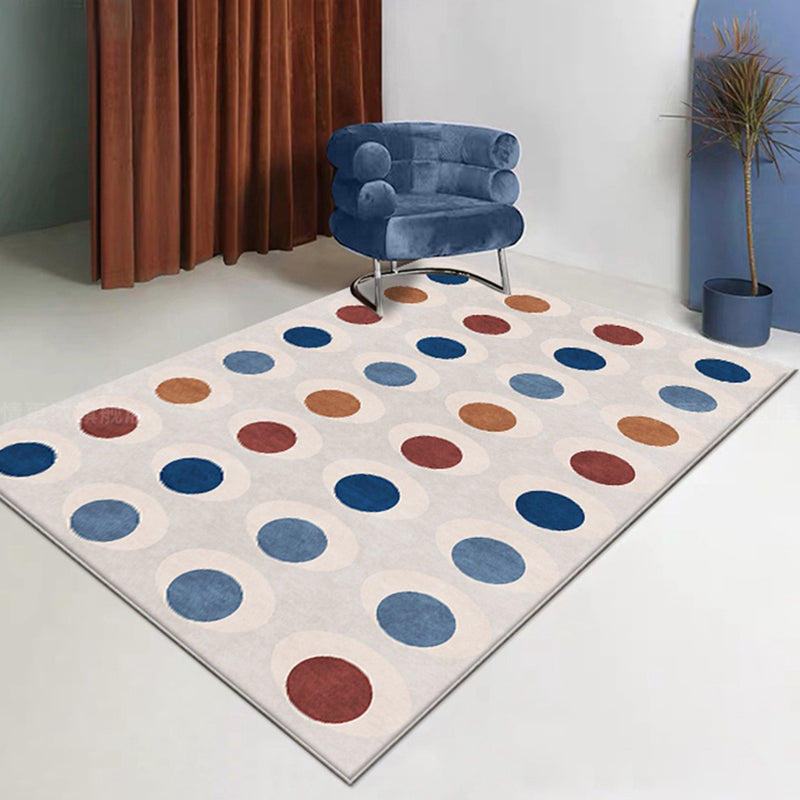 Sikunuo | Novelty Circles Pattern Rug Multicolor Polyester Rug Non-Slip Back Washable Pet-Friendly Rug for Home