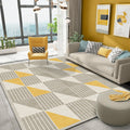 Sikunuo | Simple Modernism Rug Yellow Geometric and Striped Pattern Pet-Friendly Non-Slip Washable Rug for Decoration
