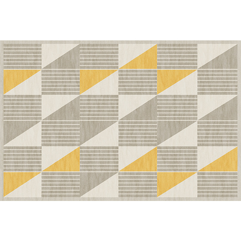 Sikunuo | Simple Modernism Rug Yellow Geometric and Striped Pattern Pet-Friendly Non-Slip Washable Rug for Decoration