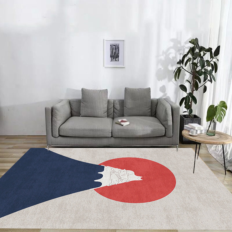 Sikunuo | Navy Blue Multi-Pattern Rug Polyester Oriental Rug Washable Non-Slip Pet-Friendly Area Rug for the Living Room
