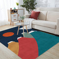 Sikunuo | Navy Blue Multi-Pattern Rug Polyester Oriental Rug Washable Non-Slip Pet-Friendly Area Rug for the Living Room
