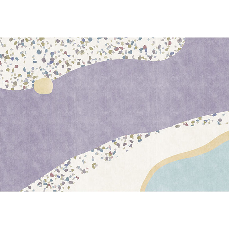 Sikunuo | Purple Edged Carpet Polyester Modern Carpet Washable Non-Slip Pet-Friendly Area Rug for the Living Room