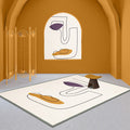 Sikunuo | Novelty Abstract Rug Beige Polyester Rug Non-Slip Underlay Washable Pet-Friendly Carpet for Home