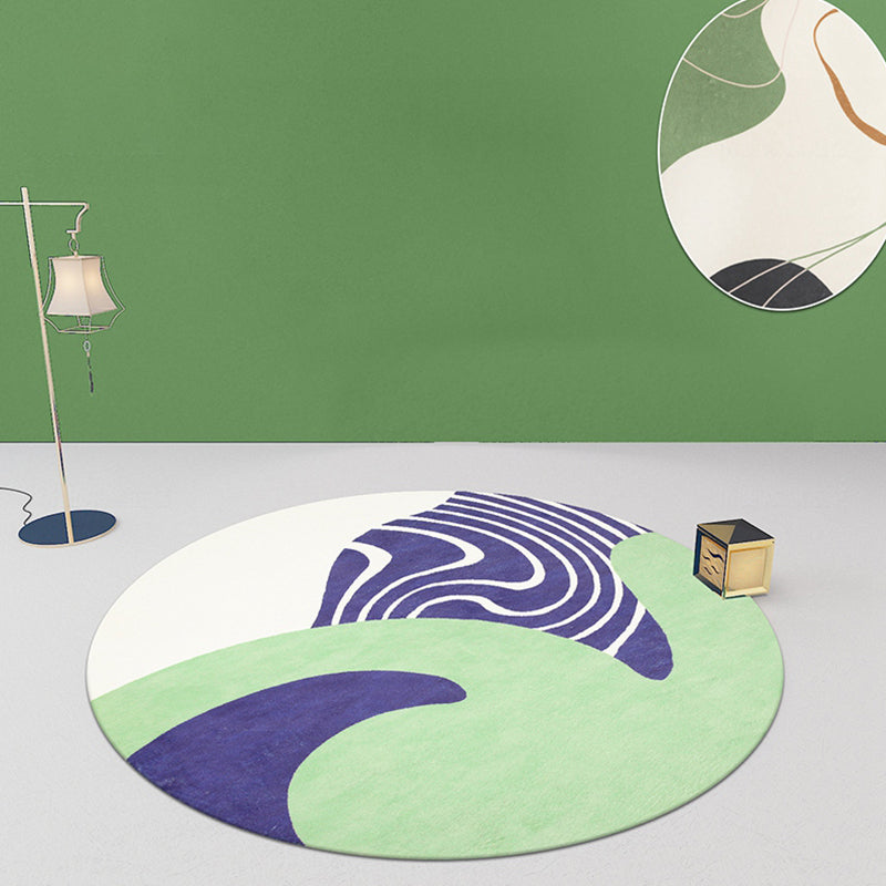 Sikunuo | Stylish Green Modernist Carpet Polyester Color Block Carpet Washable Pet-Friendly Non-Slip Carpet for Living Room