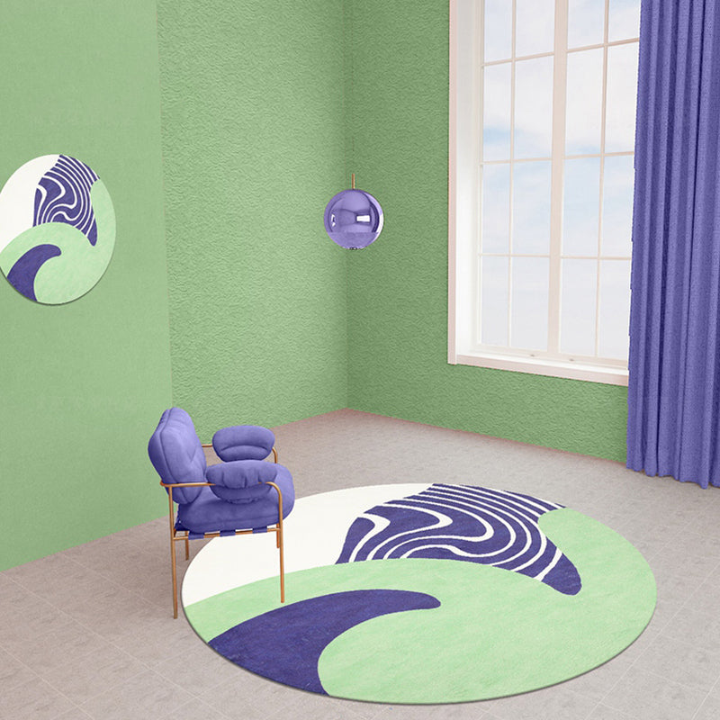 Sikunuo | Stylish Green Modernist Carpet Polyester Color Block Carpet Washable Pet-Friendly Non-Slip Carpet for Living Room