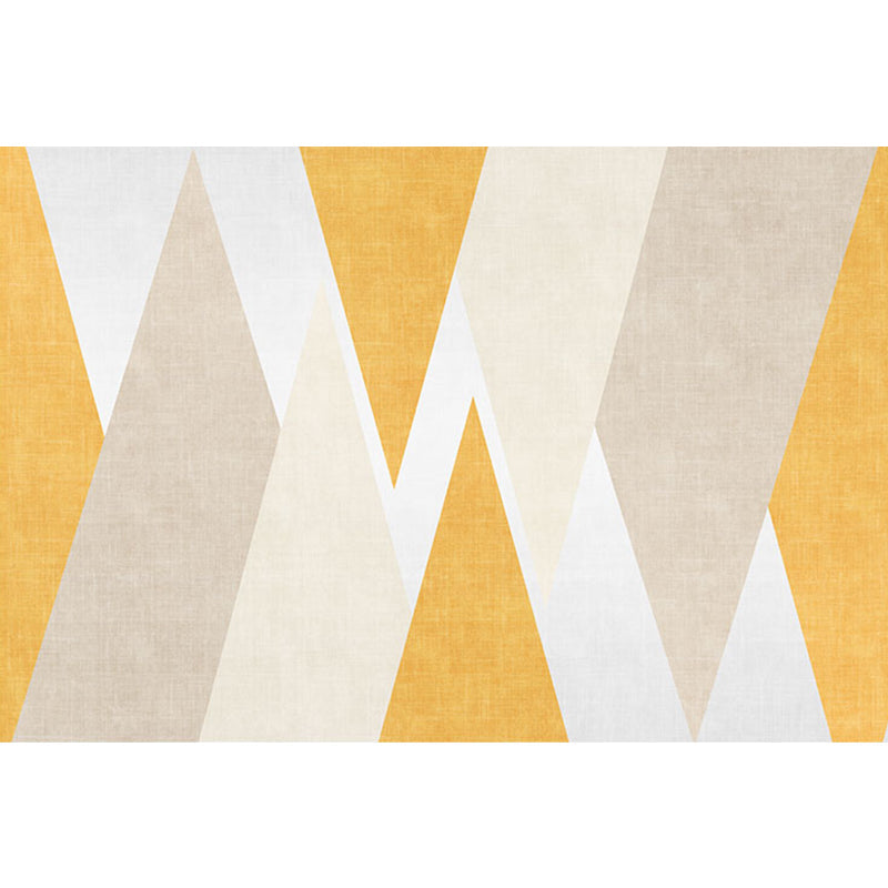 Sikunuo | Yellow geometric patterned carpet polyester modern carpet washable non-slip pet-friendly carpet for the living room